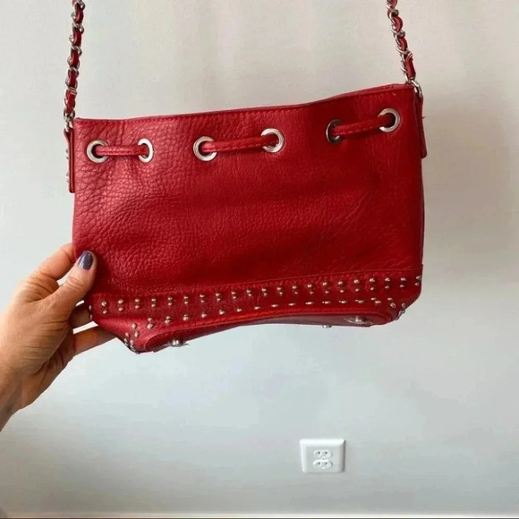 Mango Red Leather Studded Purse - Picture 10 of 12